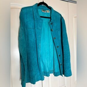 Vintage 100% Leather Blue Jacket Chico’s Design